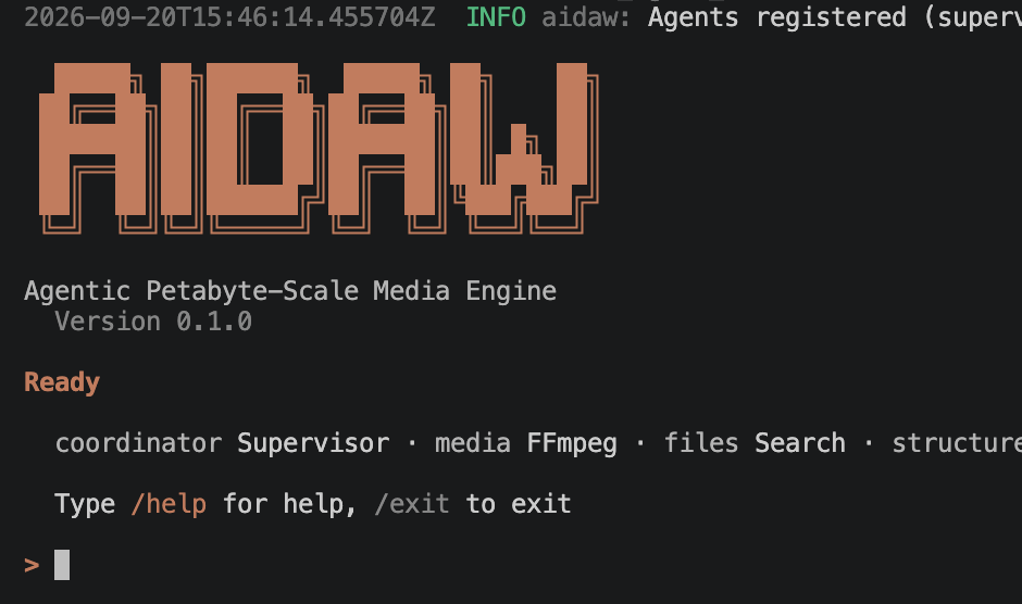 AIDAW agentic media engine terminal output